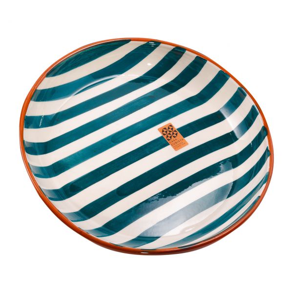 Keramikschale groß | bold stripes teal