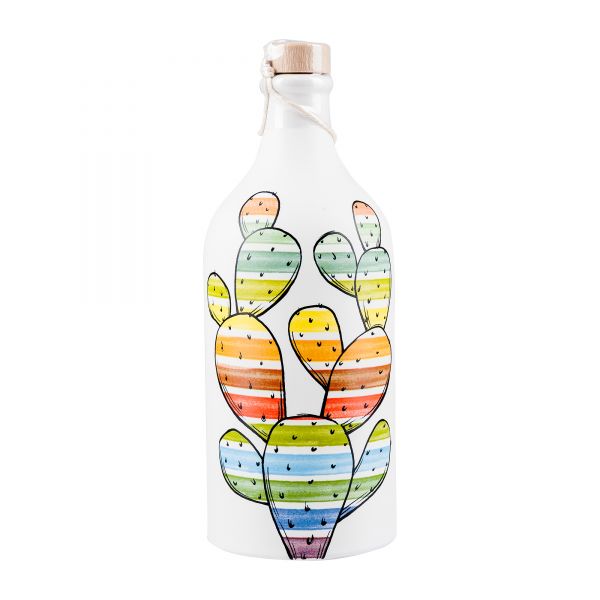 Muraglia | Olivenöl Keramikflasche bunter Kaktus | 500ml
