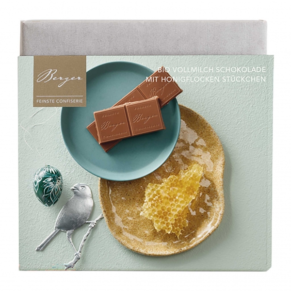 Berger | Bio Vollmilch Schokolade | Honigflocken