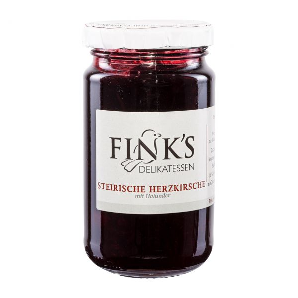 Finks Delikatessen | Herzkirschen Konfitüre mit Holunder
