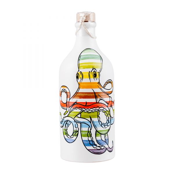 Muraglia | Olivenöl Keramikflasche bunter Tintenfisch | 500ml