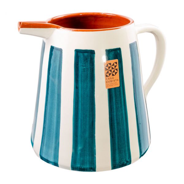 Keramikkrug 2l | bold stripes teal